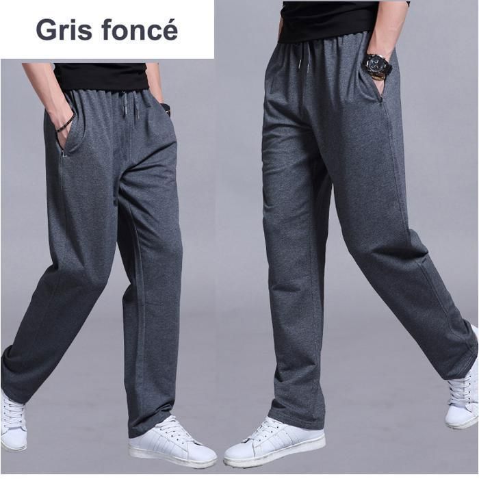 Pantalones deportivos rectos de talla grande para hombre, ropa de hombre - Negro