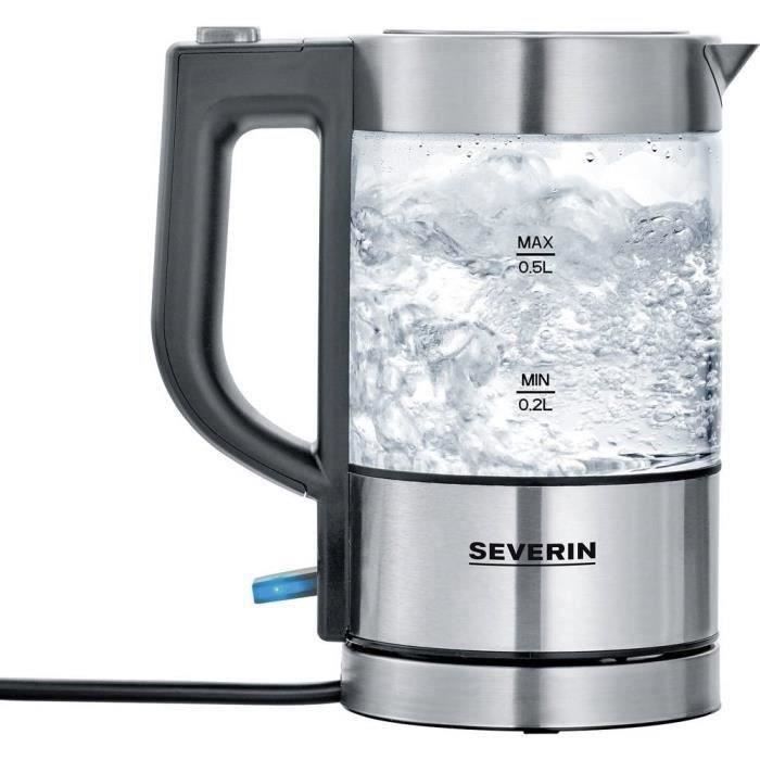 Bouilloire - SEVERIN - WK 3472 - 0.5 L - 1100W - Verre/Inox - Socle 360°