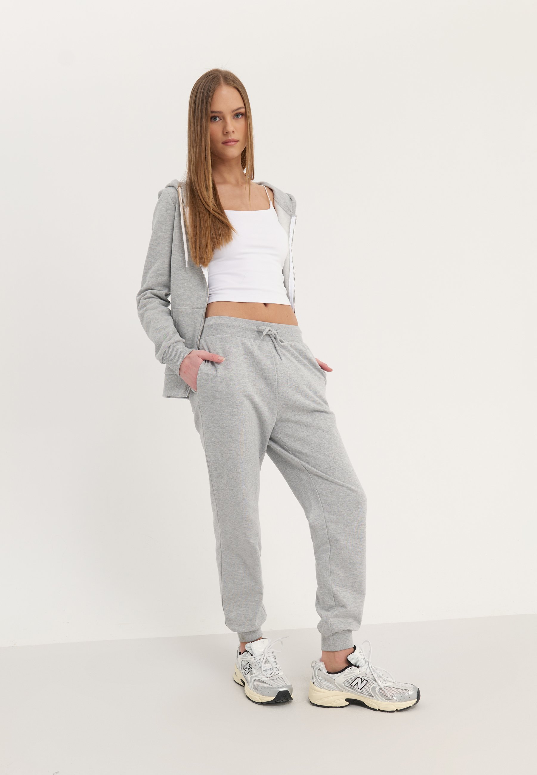 Confezione da 2 pezzi Even&Odd - Pantaloni della tuta - grigio chiaro screziato/nero