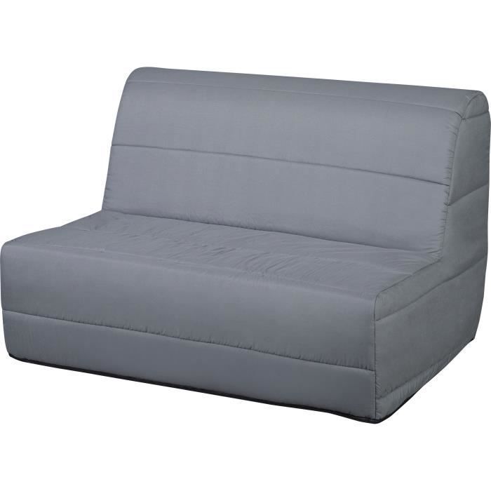 Banco convertible BZ DUNLOPILLO - 2 plazas - Tela gris - L 140 x H 94 x P 55 cm - PEARL