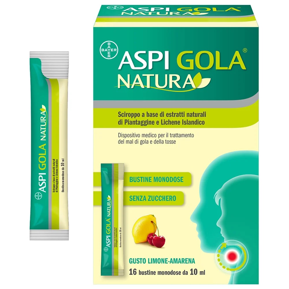 ASPIRINE Sirop Aspi Gola Natura à la cerise et au citron 16 comprimés pour le mal de gorge