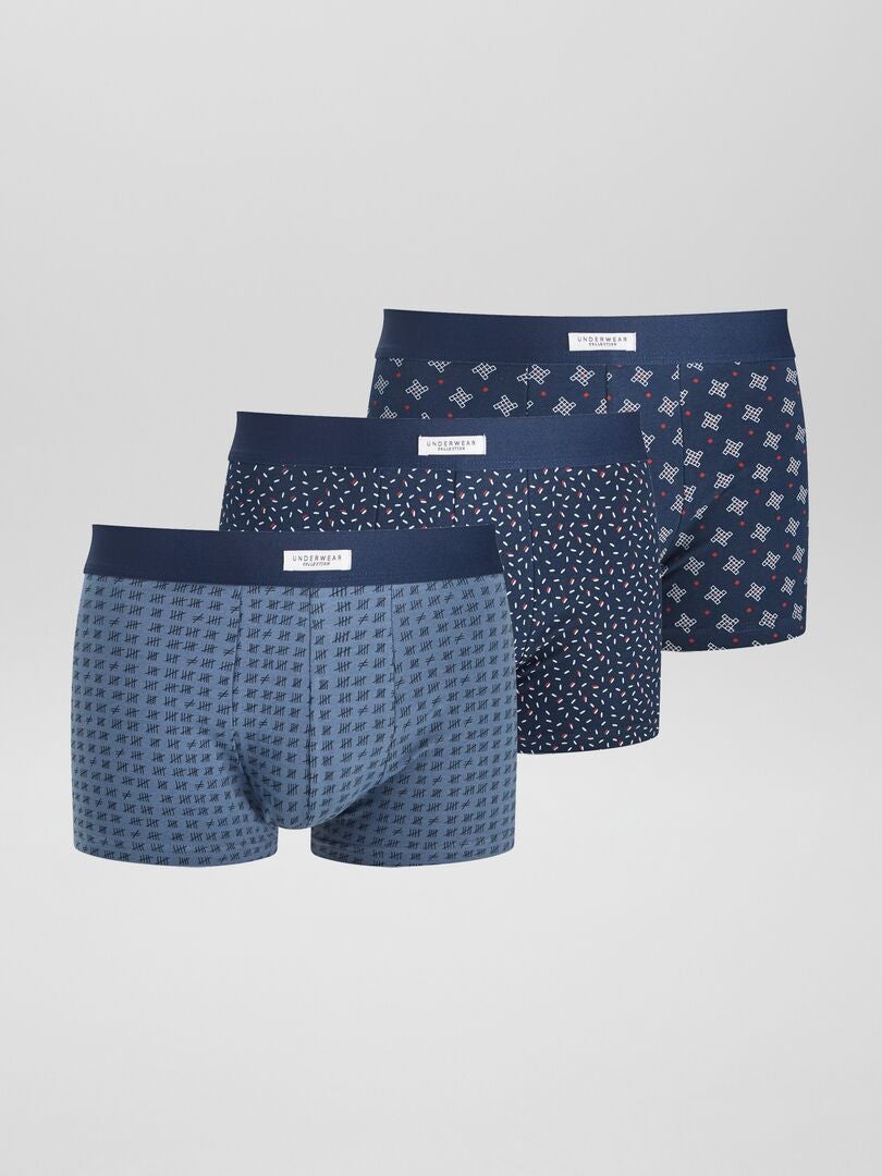 Conjunto de 3 cuecas boxer elásticas - AZUL