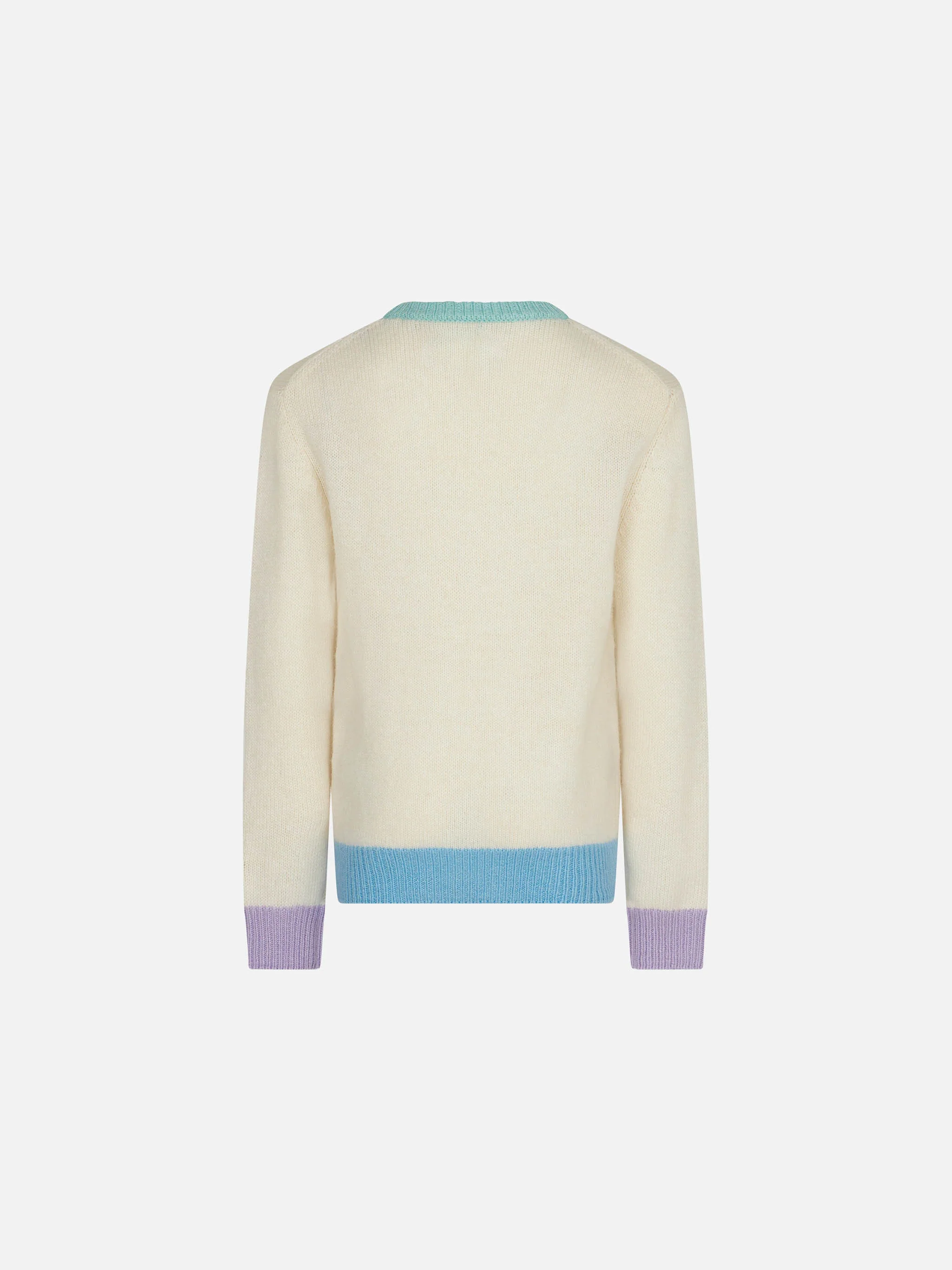 Maglione garzato da bambina con ricamo sfrangiato