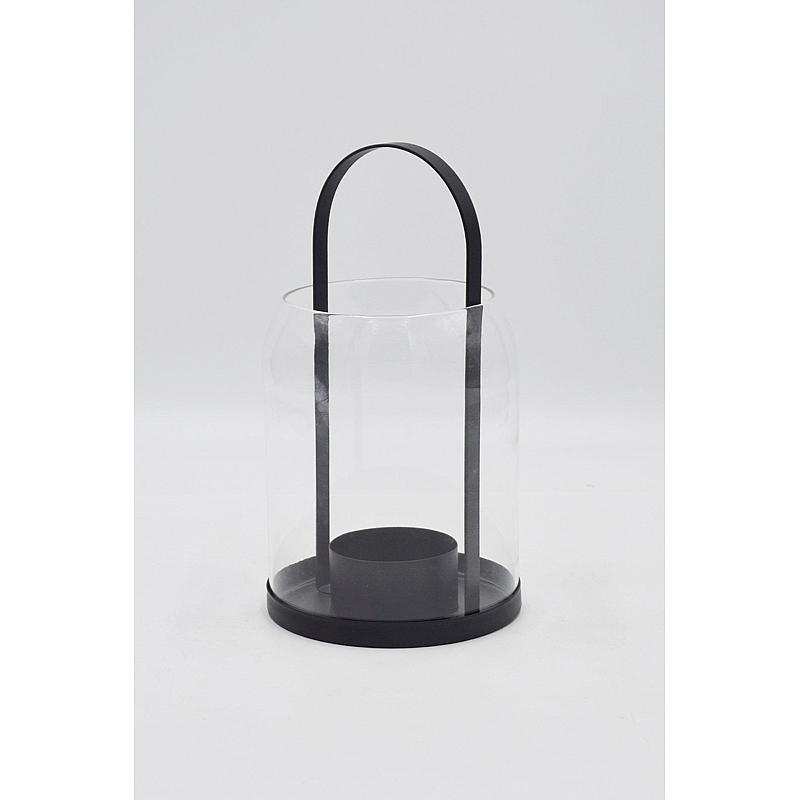 Hjem Lysestake Rina 12x22 cm, glass/metall