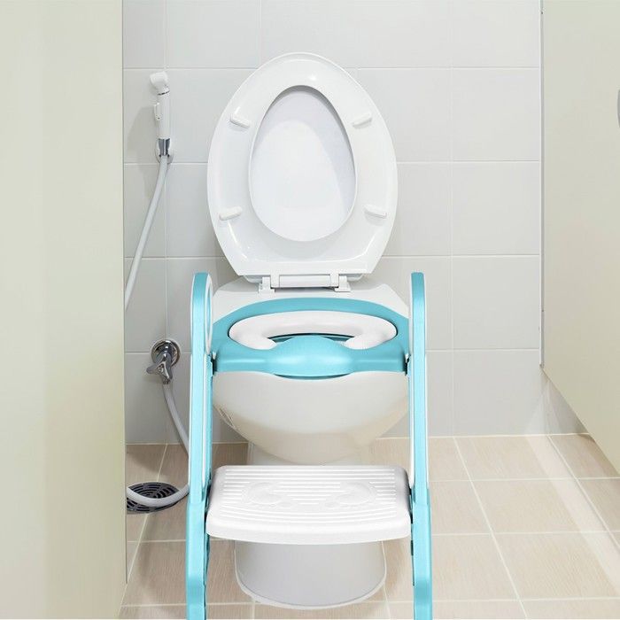 Reductor de asiento de inodoro GOLDCMN - Reductor de asiento de inodoro para bebés con reposapiés / Asiento de inodoro plegable para niños / Elevador de asiento de inodoro