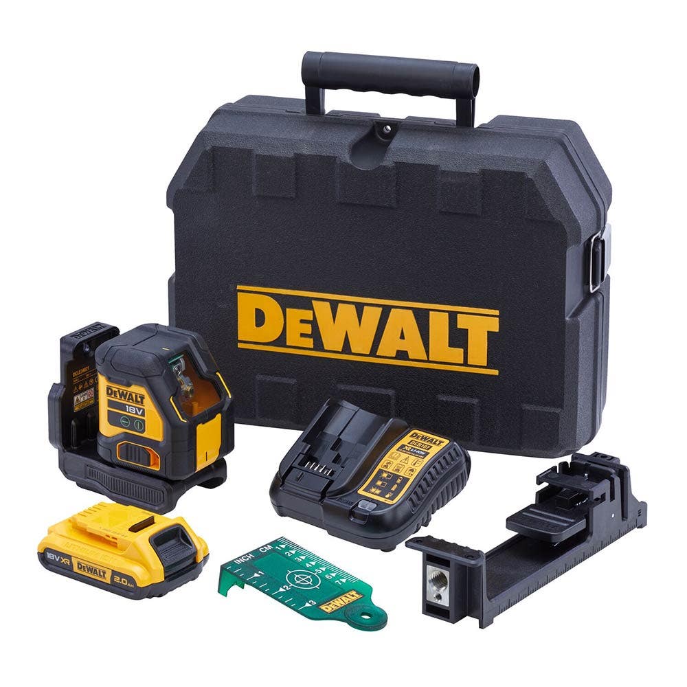 Kit de laser de linha cruzada verde compacto DEWALT 18V XR DCLE34021D1-XE