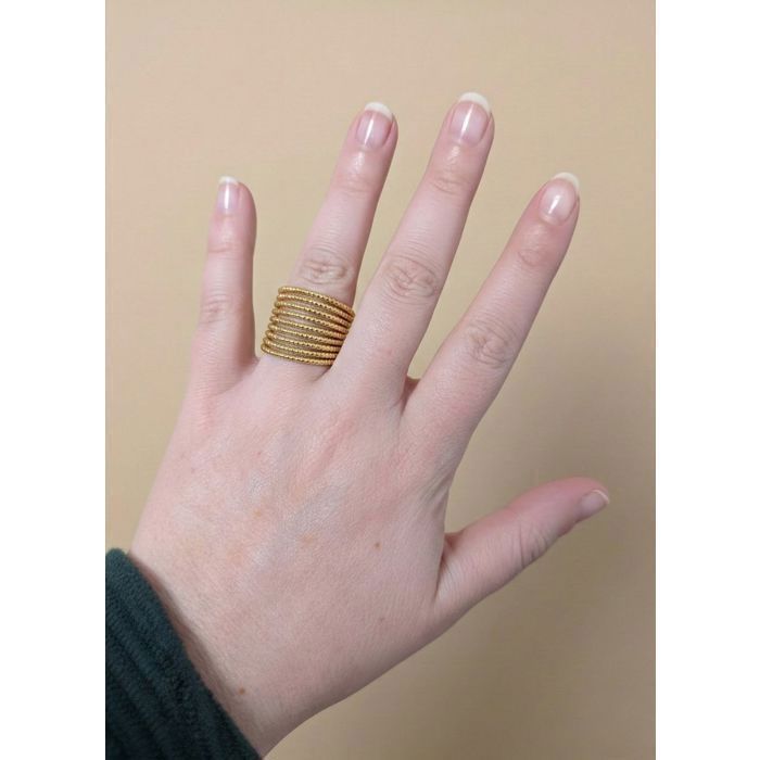 Anillo - Multihilera - Grabado - Chapado en oro amarillo de 18k - (9 filas) - Tallas 52 a 62 - Para mujer