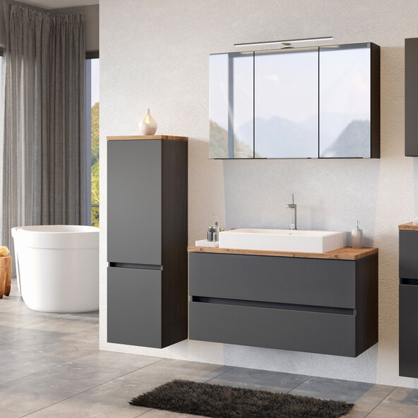 Bristol washbasin with basin, 100 cm, grey
