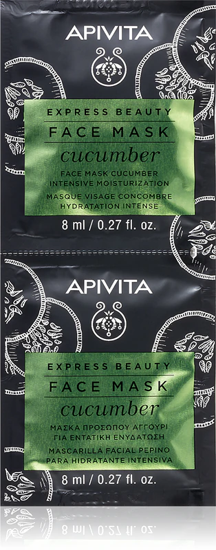 Máscara facial hidratante de pepino Apivita Express Beauty