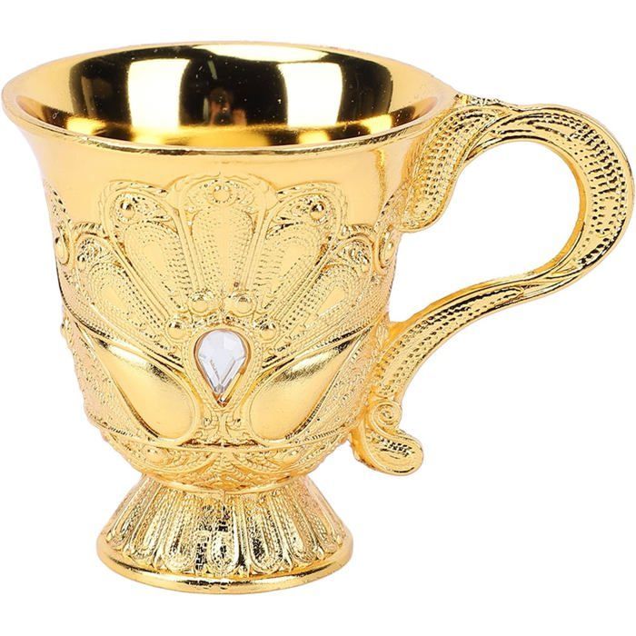 Verre à vin en métal, avec poignée et base, pour la maison, bar (or)