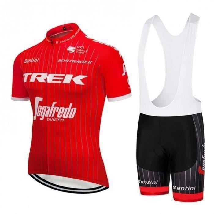 Men's Short Sleeve Cycling Jersey + GEL Cycling Bib Shorts Set - Red - Breathable Mountain Bike