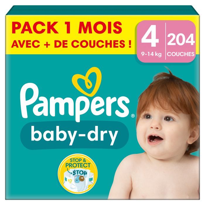 Pampers Baby-Dry, Taille 4, 204 couches