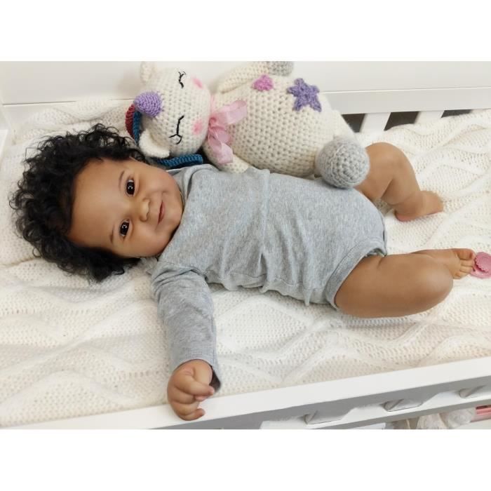 Poupée Bébé Reborn Complète 50cm - RUMOCOVO - Peau Noire - Cheveux Enracinés À La Main