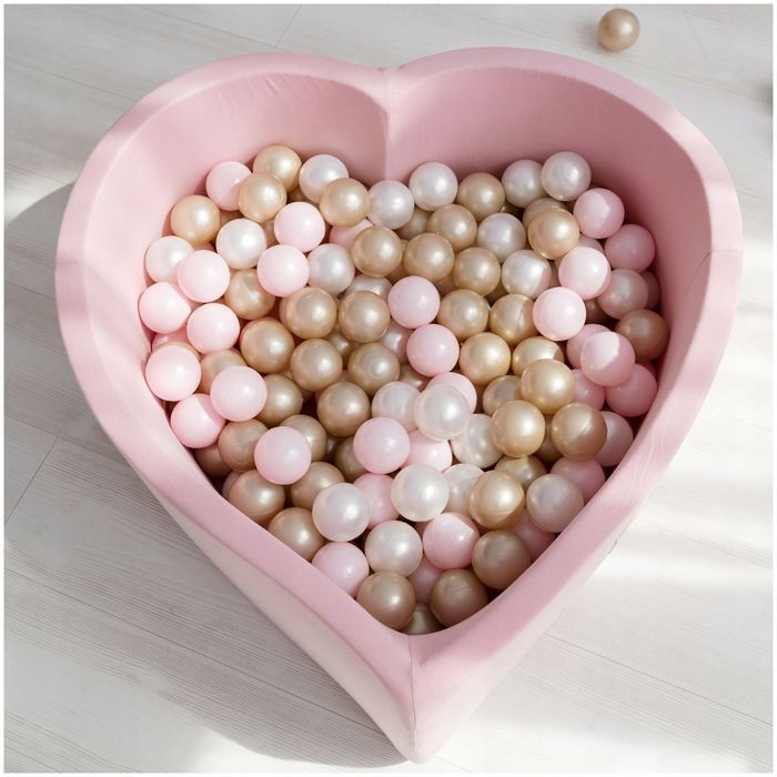 MISIOO Colorful Plastic Ball Pit Balls for Babies and Children, 6 cm, 300 Balls: Pink/Gold/Pearl White