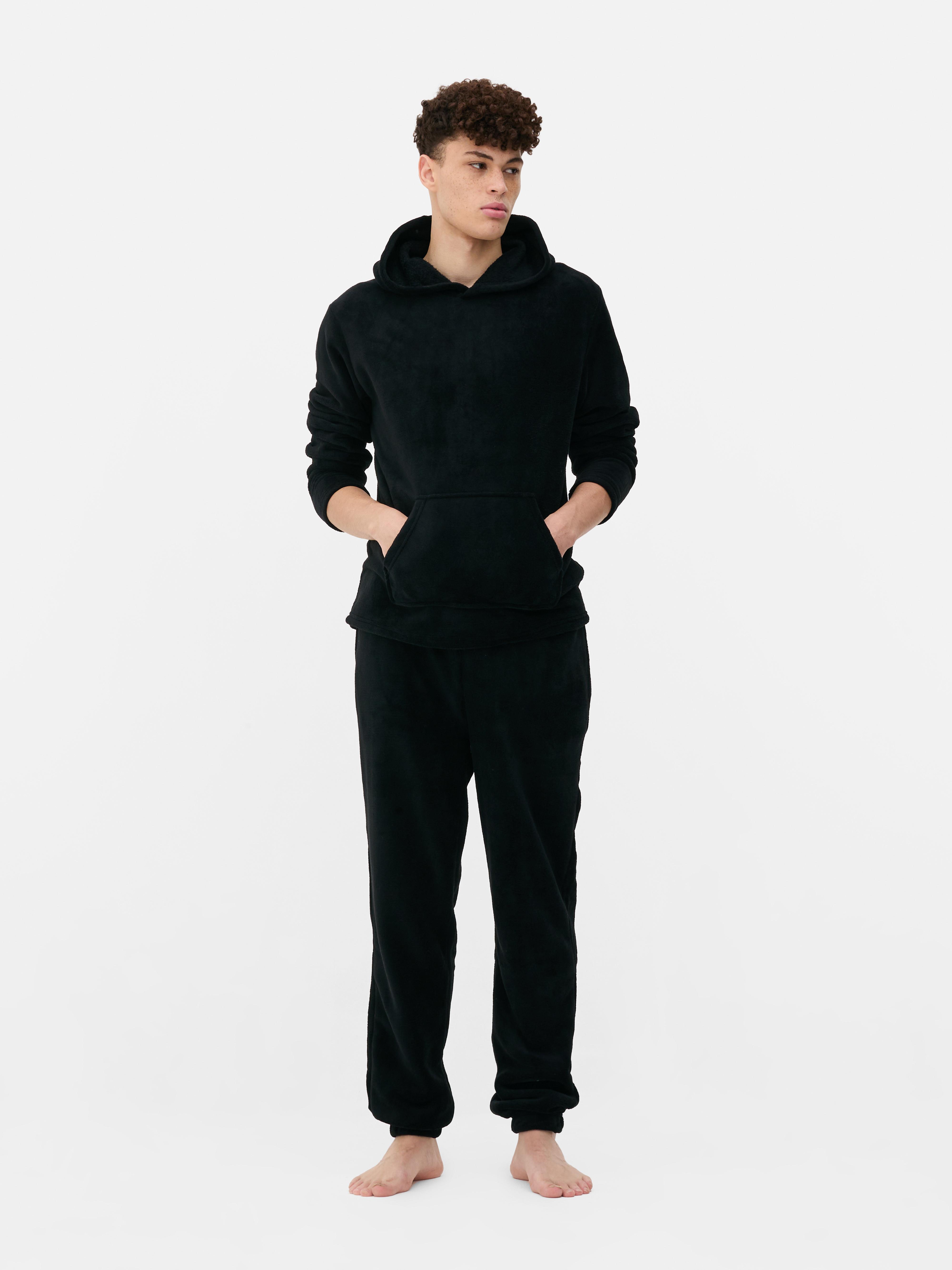 Pijamale din fleece cu glugă Pijamale calde din fleece cu glugă și manșete la gleznă