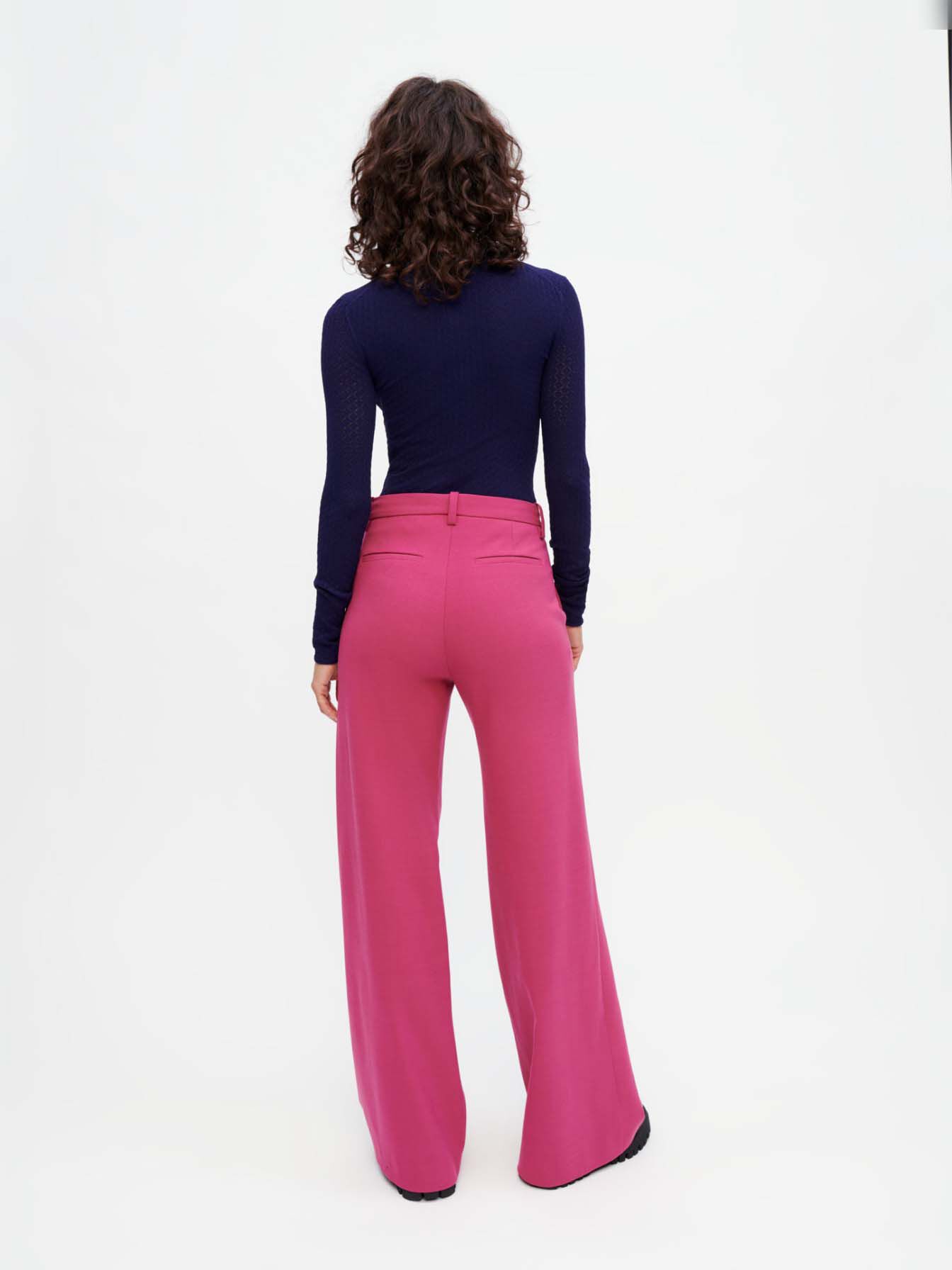 Wijde pantalon met elastische tailleband - Bois de Rose