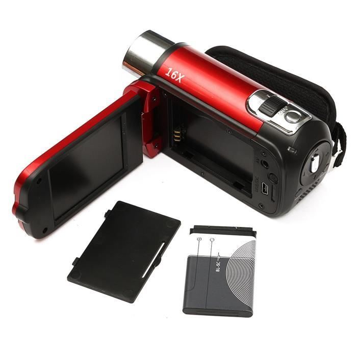 Videocamera digitale ricaricabile con sensore CMOS da 16 MP, zoom 16x, schermo LCD FHD 1080P da 2,7 pollici, ideale come regalo (colore rosso).
