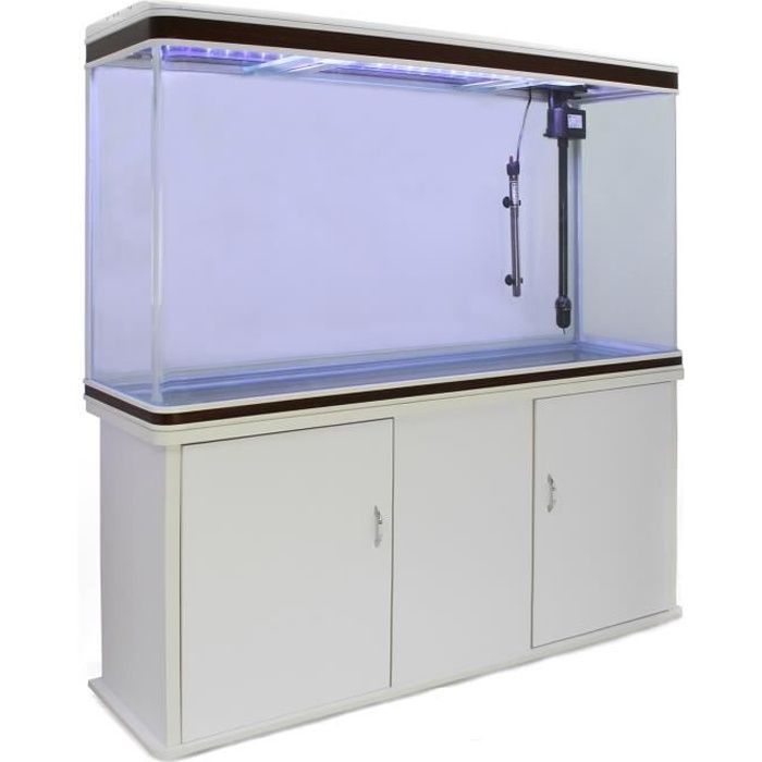 Aquarium - MonsterShop - 300 Litres - Blanc - Rectangulaire - Meuble de Support Blanc