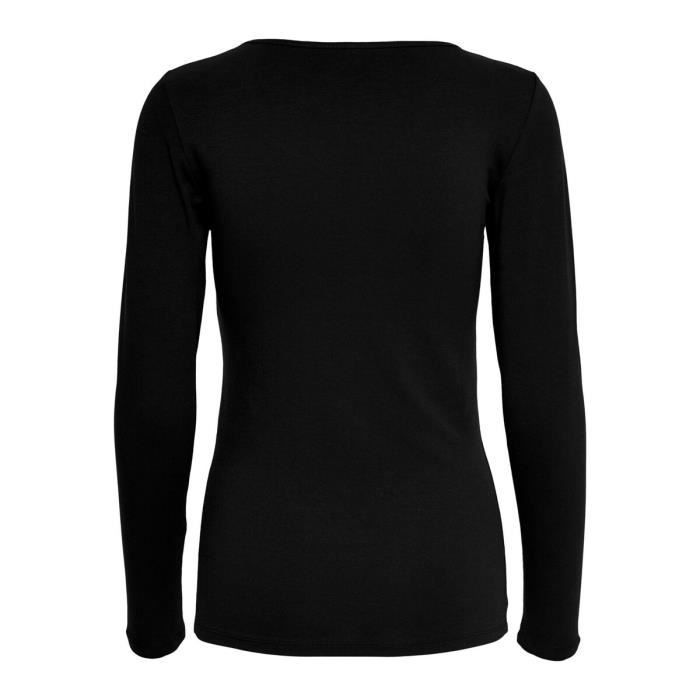 Camiseta negra de manga larga con cuello redondo 