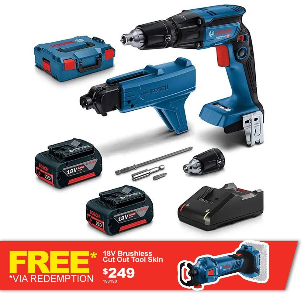 Σετ κατσαβιδιών γυψοσανίδας BOSCH 18V 2 x 5.0 Ah 1/4