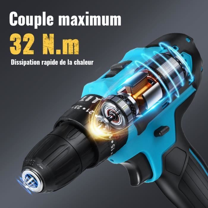 Perceuse Visseuse Sans Fil - Marque - Modèle - 28V - 25+3 Réglages de Couple - 24 accessoires