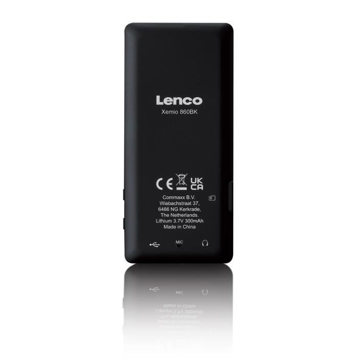 Lenco Xemio-860BK - Leitor de MP3/MP4 com Bluetooth® e 8 GB de memória interna - Preto