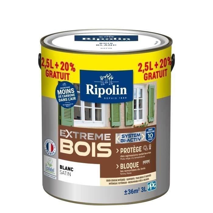 RIPOLIN High Protection Satin Wood Paint for 10 Years that Protects and Enhances Your Wood - White