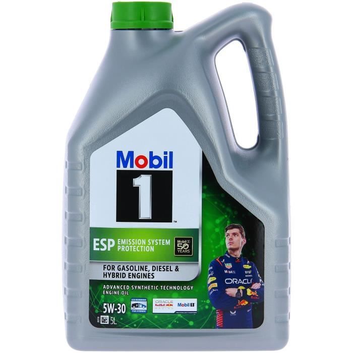 Aceite sintético para motor 5W-30 ESP - MOBIL 1 - Formula-P - Lata de 5 L - Gasolina y diésel - Limpieza
