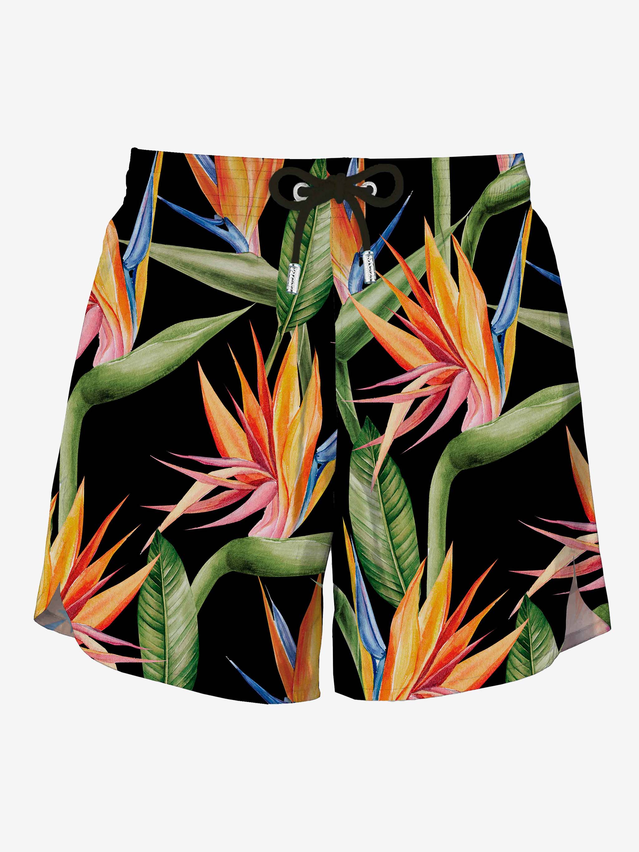 Zwarte midi-badpak met bloemenprint