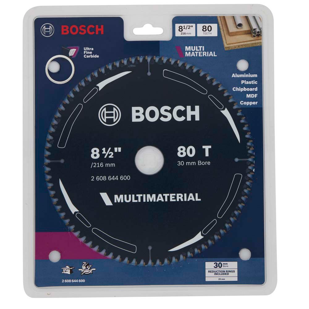 Disco de corte multiuso BOSCH TCT 216 mm com 80 dentes – MULTIMATERIAL 2608644600