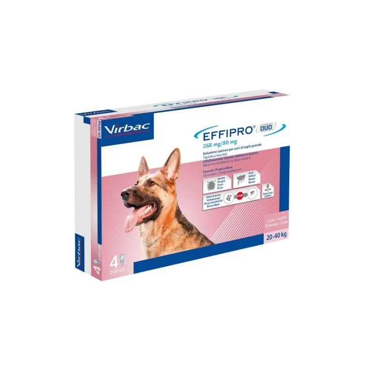 VIRBAC Effipro Duo Cane 4 pipettes 20 à 40 kg
