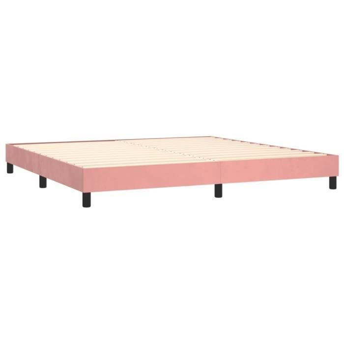 Gestoffeerde bedbodem - AKOZON - 200x200 cm - Roze fluweel - Met vering - 2-zits