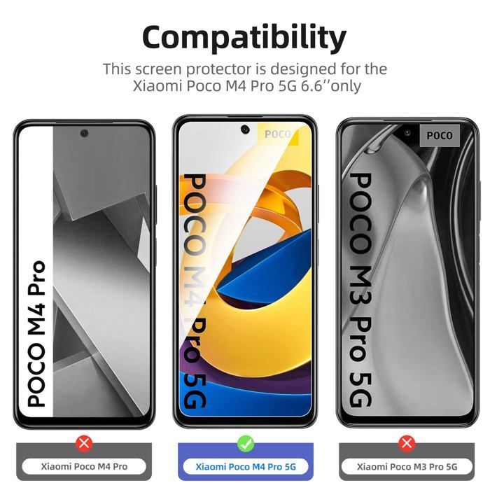 Lot de 3, Verre Trempé pour Xiaomi Poco M4 Pro 5G, Poco X4 GT, Film Protection écran efficace contre les Rayures - sans Bulles