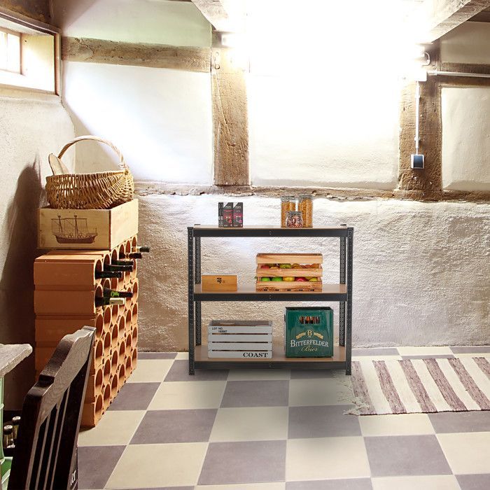 Estantería de alta resistencia Relaxdays, 180 x 100 x 60 cm (alto x ancho x profundidad), capacidad máxima 1250 kg, 5 estantes, sistema de encaje, para garaje, acero, color negro.