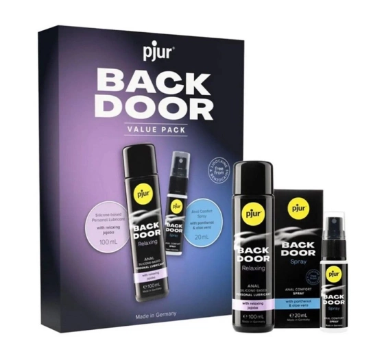Pjur Back Door Value Pack zestaw żeli intymnych lubrykant na bazie silikonu   spray relaksacyjny