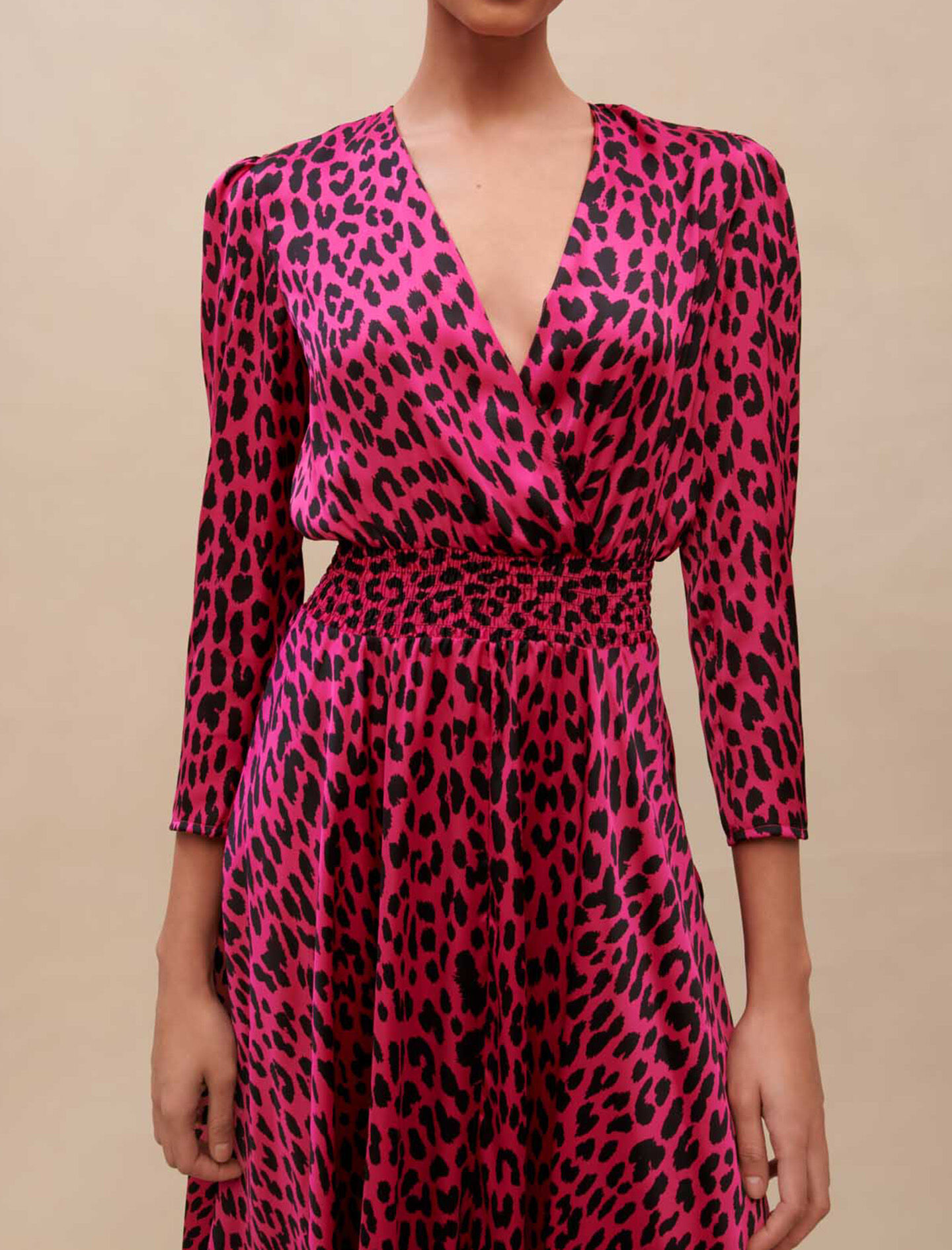 Asymmetrische jurk met luipaardprint - Fuchsia Leopard