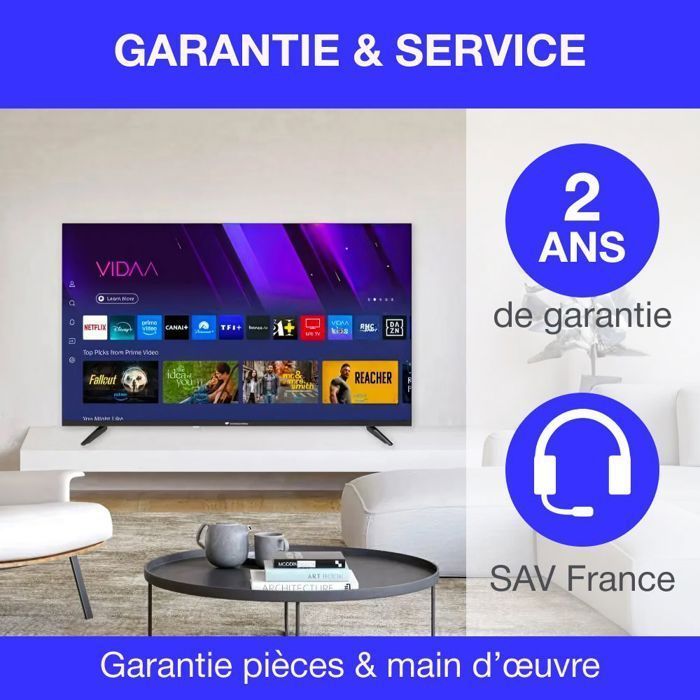 Televisor QLED - Continental Edison - CELED43SVQLD25B6 - 43'' (109 cm) - UHD 4K 3840x2160 - SMART VIDAA - 3xHDMI - 2xUSB