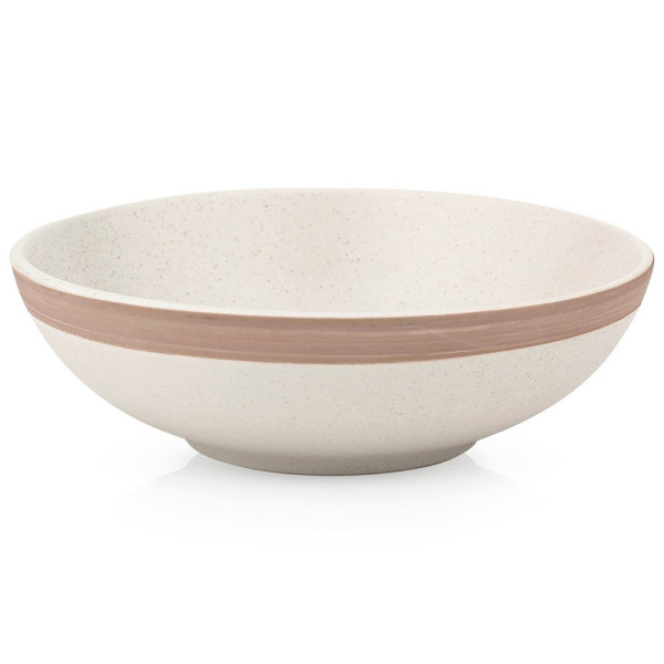 Talerz obiadowy głęboki ceramiczny beżowy 20 cm, 900 ml