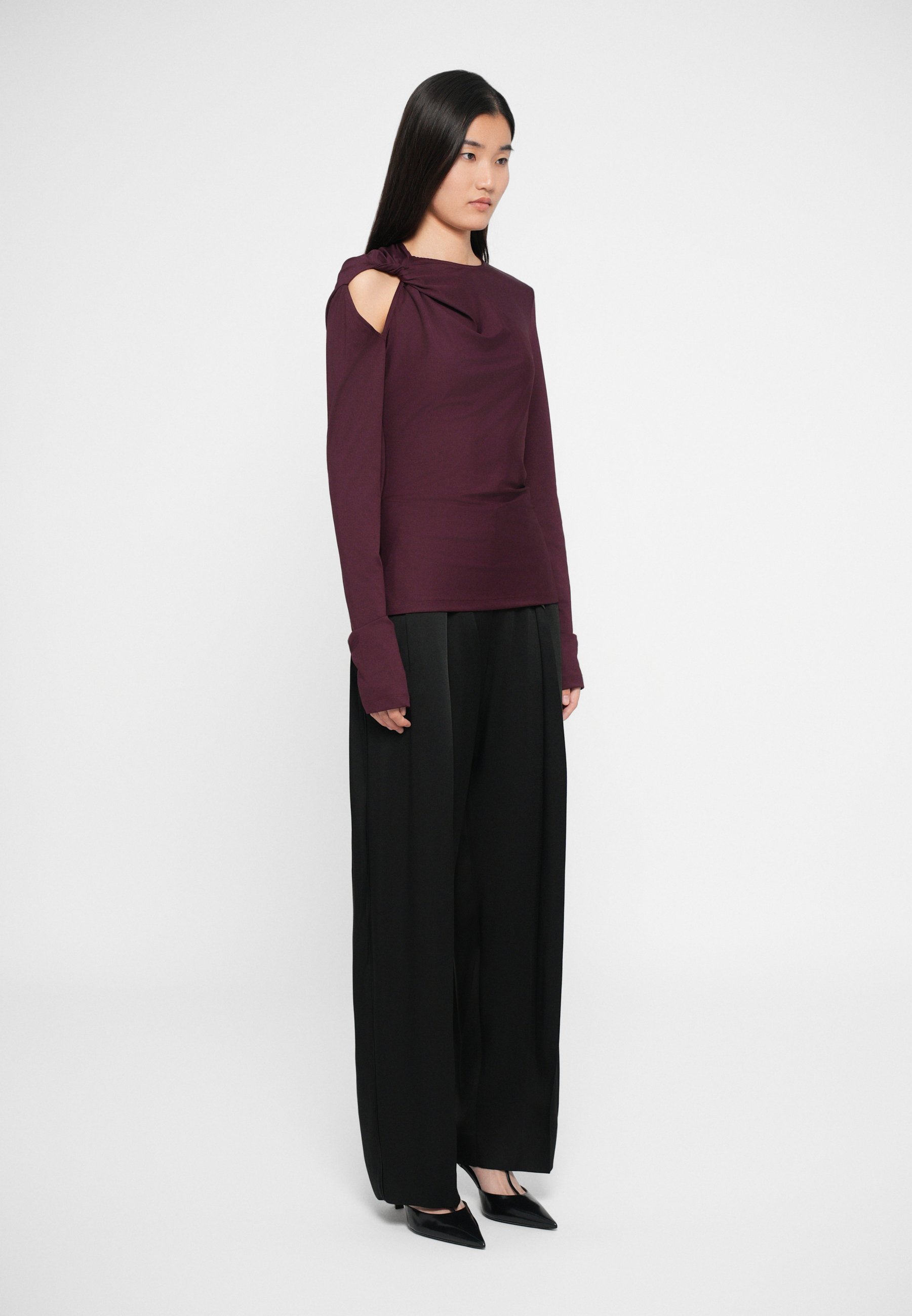 Victoria Beckham CSAVART KAROLATOS RÉSZLET - Hosszú ujjú felső - merlot