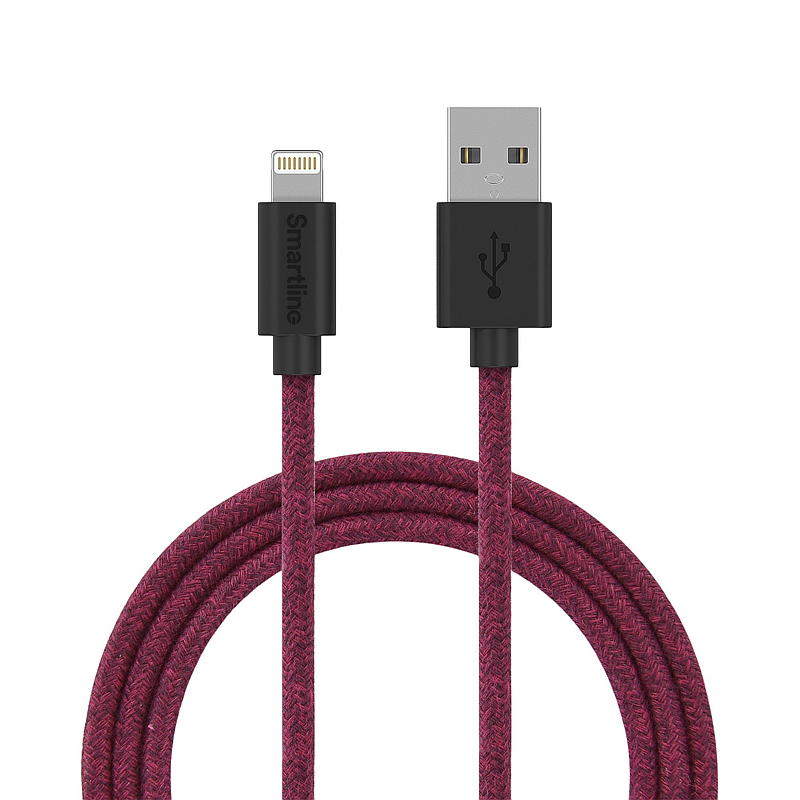 Smartline-latauskaapeli 2 m USB-A - salamanpunainen Fuzzy
