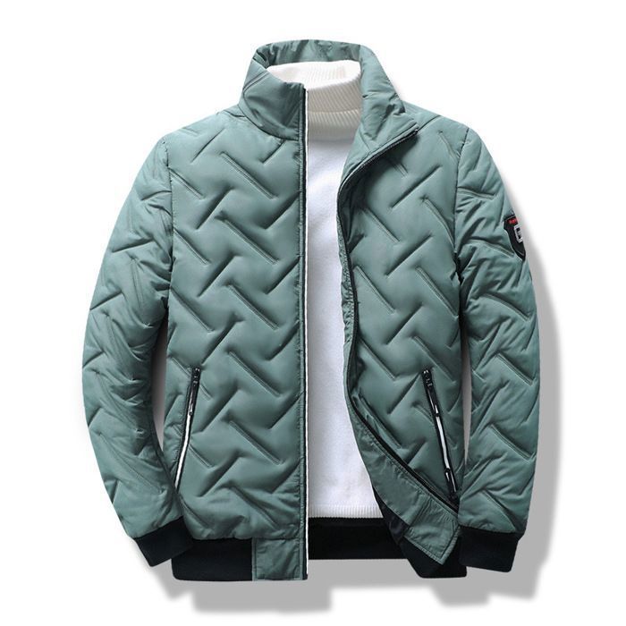 Funmoon Men's Fashion Autumn Winter Casual Pocket Button Cotton Padded Jacket Top Coat Down Jacket