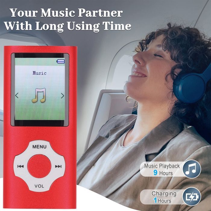 OMABETA Lettore MP4/MP3 HiFi da 128 GB con schermo da 1,8 pollici, lettore video e musicale portatile, lettore di e-book e registratore vocale - Rosso