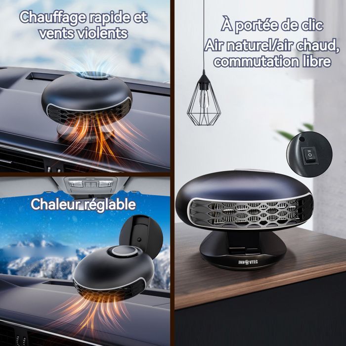 Calefactor para coche - INNOVTEC - 24V 150W Desempañador de coche con cambio de aire natural/calor Base estable Calentamiento rápido