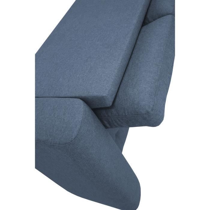 Canapé d'angle fixe réversible 4 places - Tissu Bleu - L245 x P150 x H86 cm - HAMILTON - Fabriqué en Ukraine