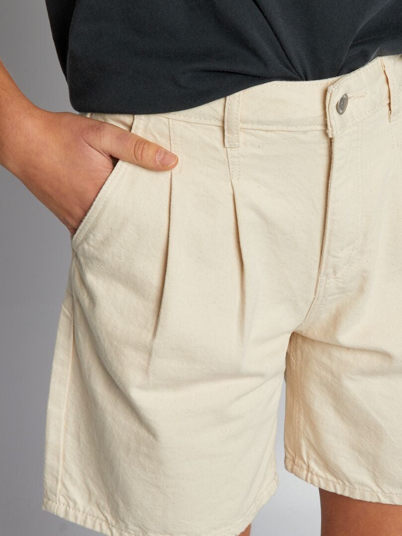 Lange denim shorts - BEIGE