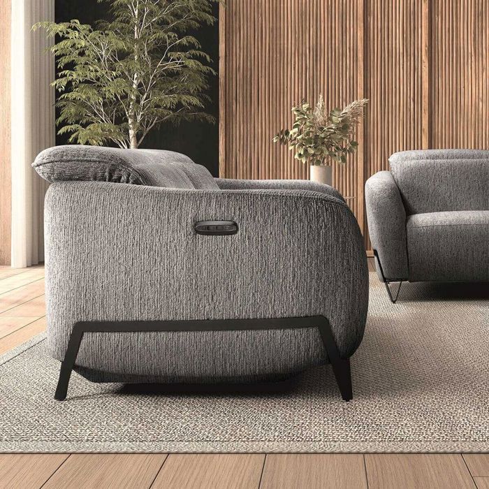 Canapé relax électrique 3 places tissu polyester gris - AMSTEN