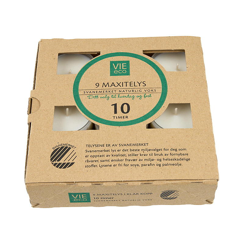 Vie Eco Maxi värmeljus 9-pack 10 timmar Svanenmärkt Vie Eco