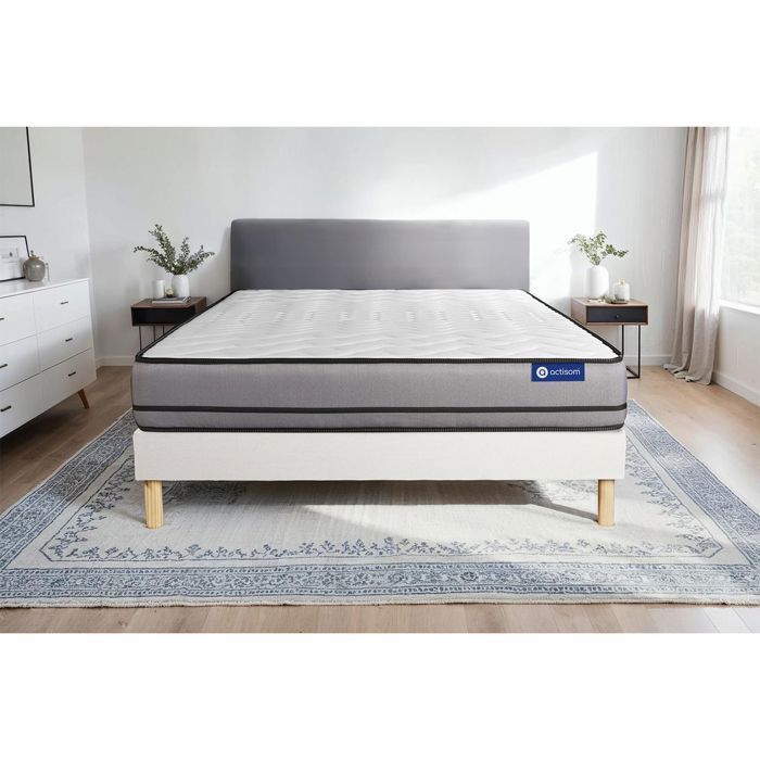 Conjunto de colchón y base de cama de 90x200 cm - Base de cama blanca (requiere montaje) - Actiflex Night