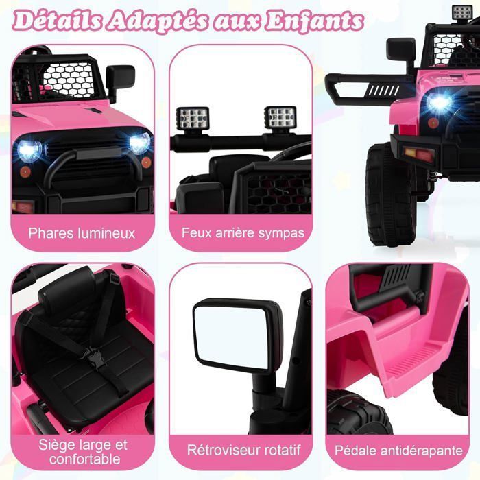 Quad eléctrico GOPLUS de 12 V para niños de 3 a 8 años con control remoto 2.4G - Capacidad de carga de 30 kg - Bocina y música - Velocidad de 2.5 a 4.5 km/h - Rosa