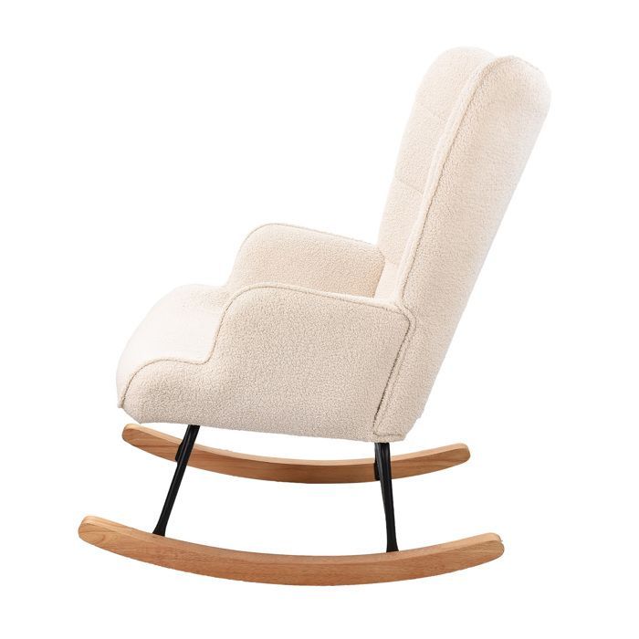 Mecedora - KILISKY - Terciopelo Teddy - Beige - Estilo escandinavo - 1 plaza